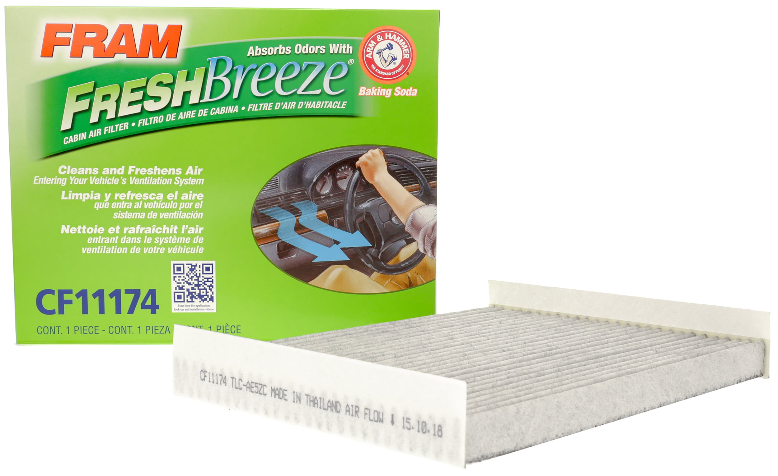 FRAM Fresh Breeze Cabin Air Filter CF11174 with Arm \u0026 Hammer Baking Soda, for Select Ford, Lincoln and Mercury Vehicles Fits select: 2010-2012 FORD FUSION, 2010-2012 LINCOLN MKZ