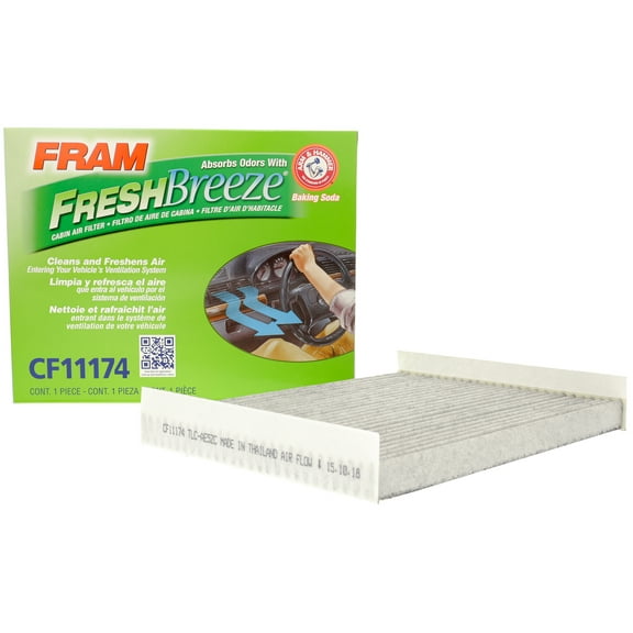 FRAM Fresh Breeze Cabin Air Filter CF11174 with Arm & Hammer Baking Soda, for Select Ford, Lincoln and Mercury Vehicles Fits select: 2010-2012 FORD FUSION, 2010-2012 LINCOLN MKZ