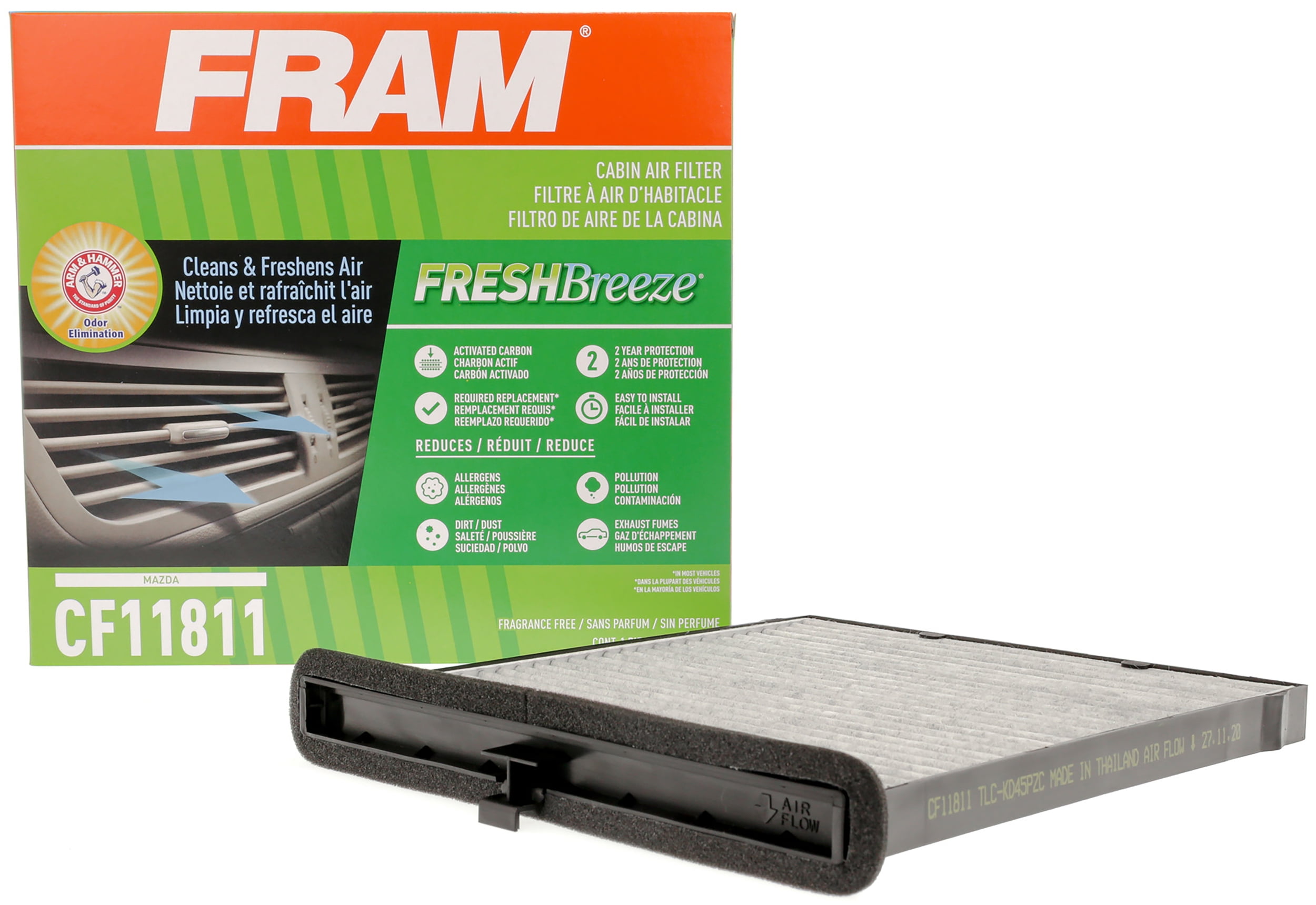 FRAM Fresh Breeze Cabin Air Filter CF11811 with Arm & Hammer Baking