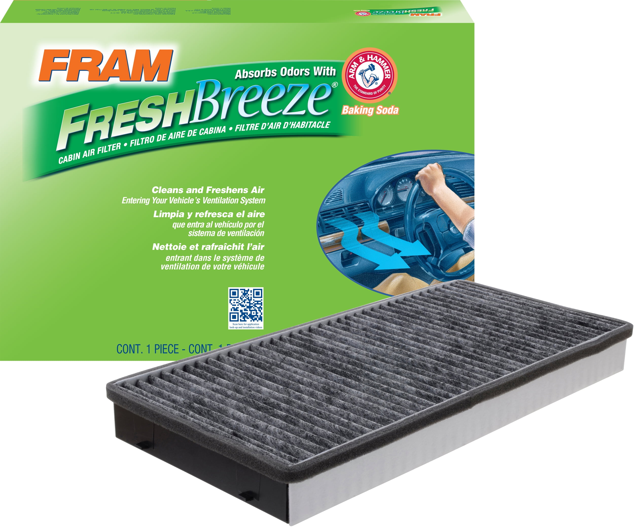 FRAM Fresh Breeze Cabin Air Filter CF11919 with Arm & Hammer Baking