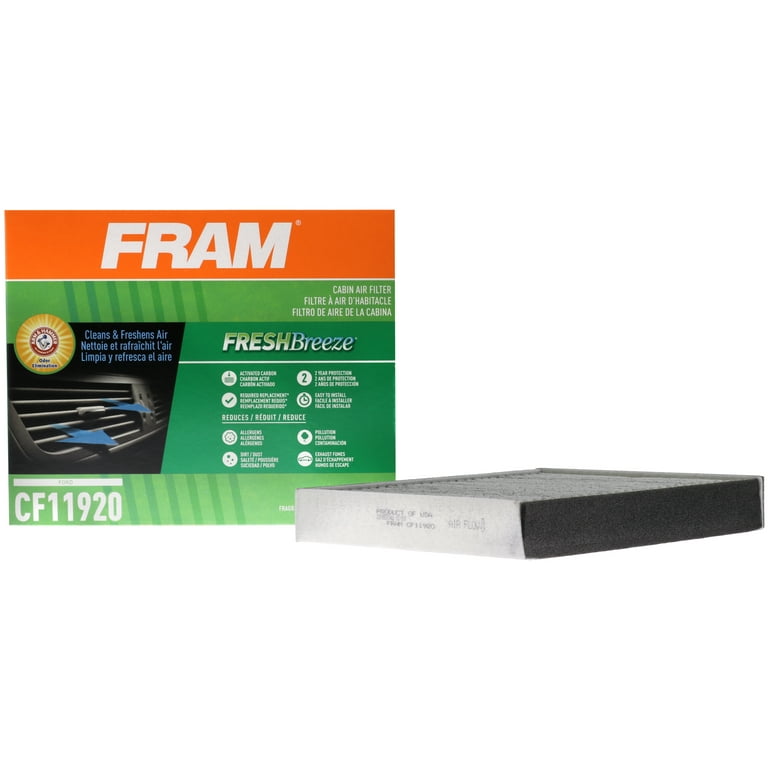 FRAM Fresh Breeze Cabin Air Filter CF11920 with Arm Hammer Baking Soda for Select Ford and Lincoln Vehicles Fits select 2012 2018 FORD FOCUS 2013 2020 FORD ESCAPE Walmart