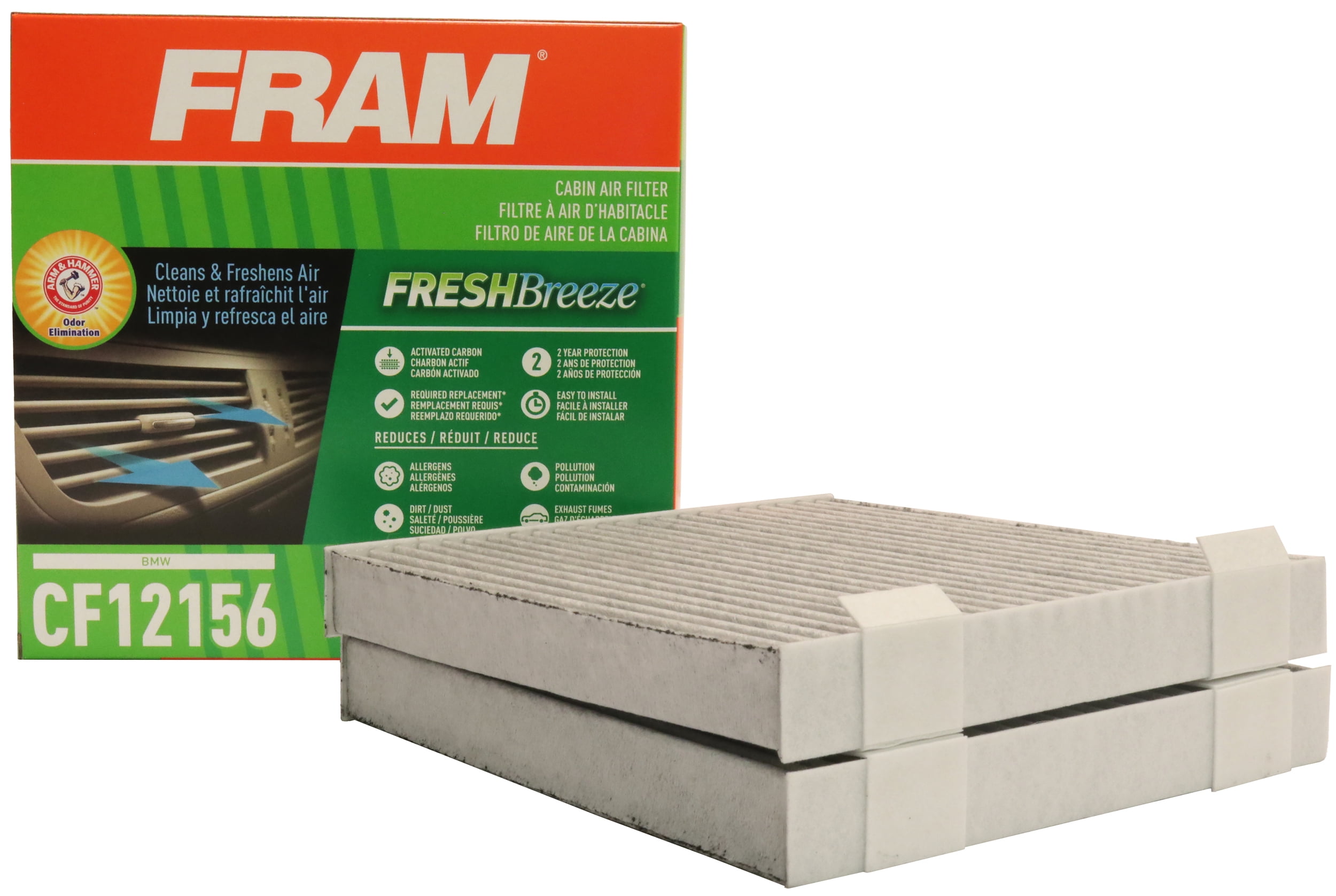 FRAM Fresh Breeze Cabin Air Filter CF12156 with Arm & Hammer Baking