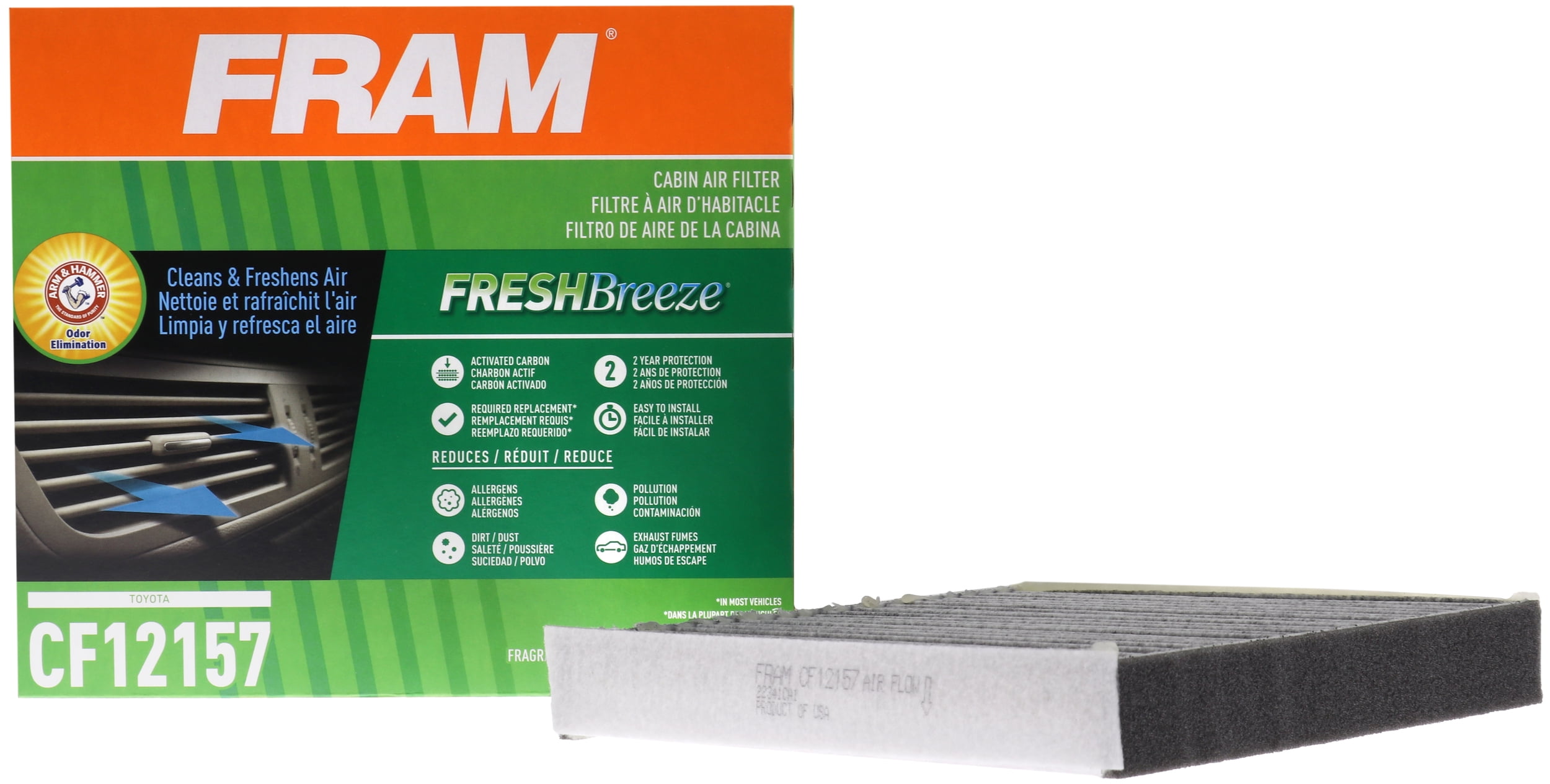 FRAM Fresh Breeze Cabin Air Filter CF12157 with Arm & Hammer Baking Soda, for Select Lexus Vehicles Fits select: 2011-2017 BMW X3, 2015-2018 BMW X4