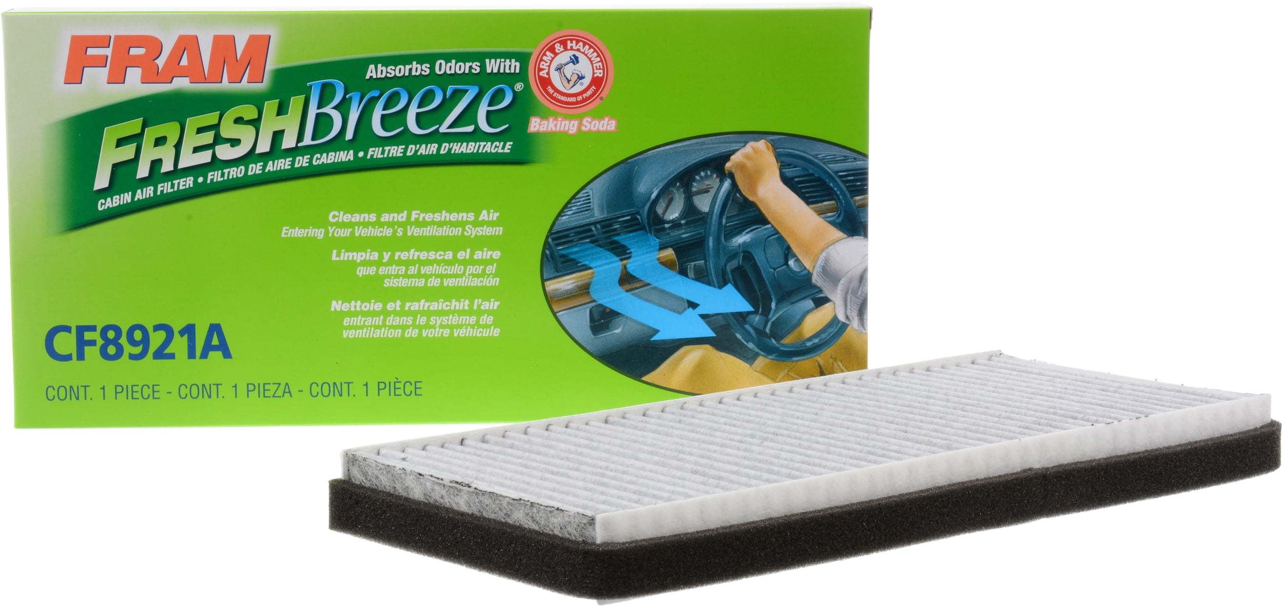 FRAM Fresh Breeze Cabin Air Filter CF8921A with Arm & Hammer Baking Soda, for Select Ford and