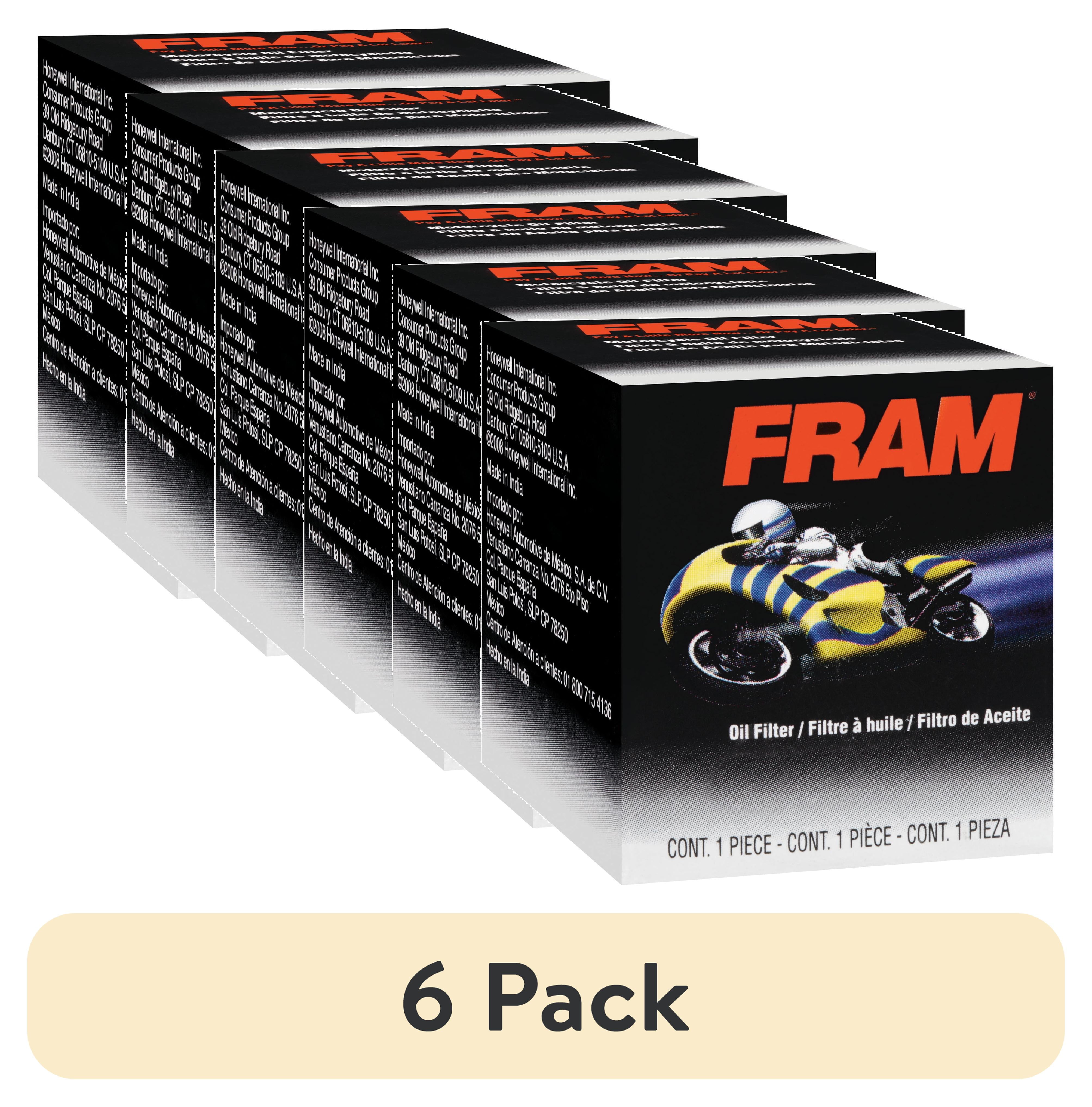 (6 pack) FRAM Motorcycle/ATV Oil Filter, PH6065B for Select Buell