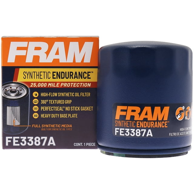 FRAM Synthetic Endurance FE3387A, 25K mile Premium Spinon Oil Filter for Synthetic Oils Fits