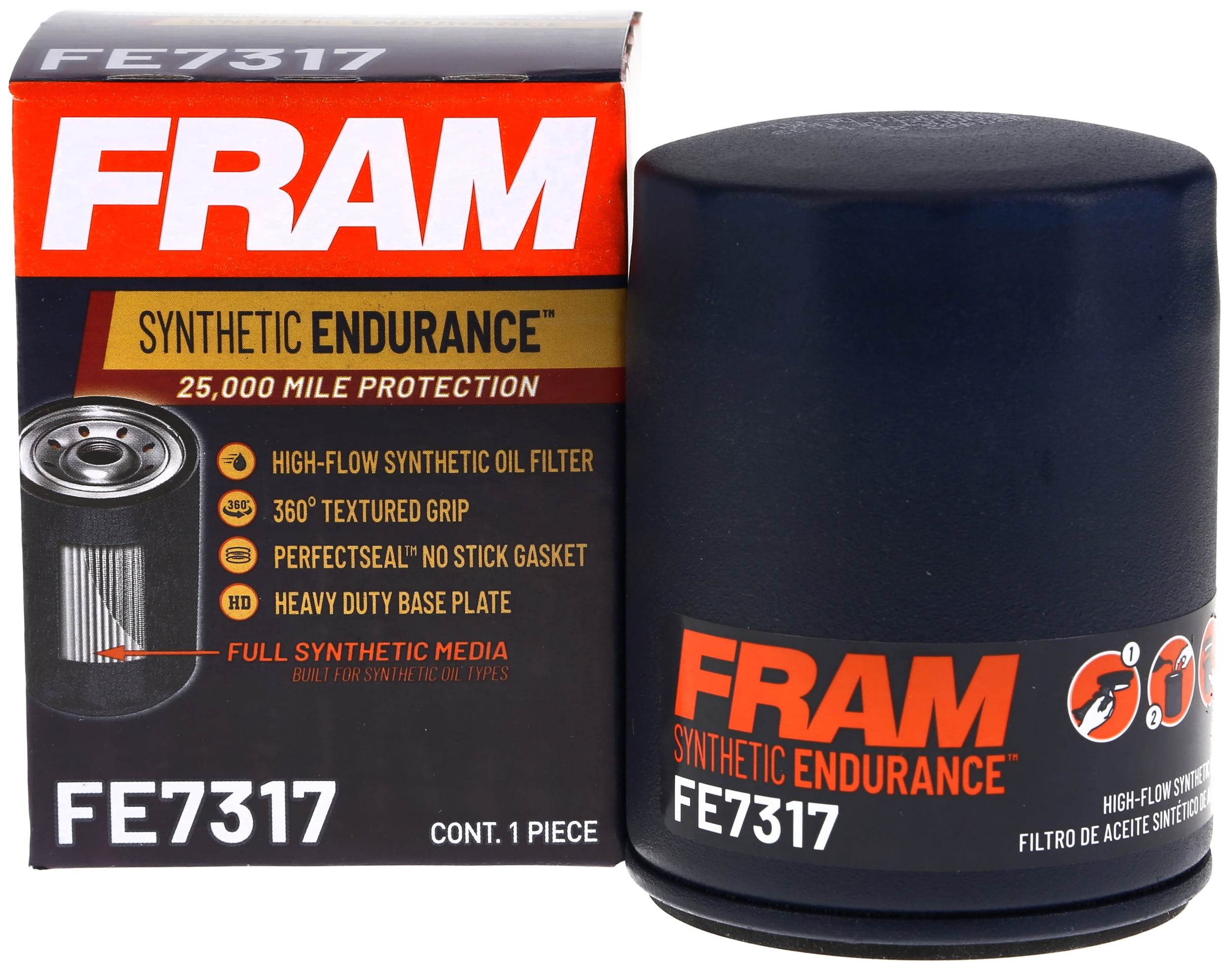 FRAM Synthetic Endurance FE7317, 25K mile Premium Spin-on Oil Filter for  Synthetic Oils Fits select: 2002-2023 HONDA CR-V, 2001-2023 HONDA CIVIC