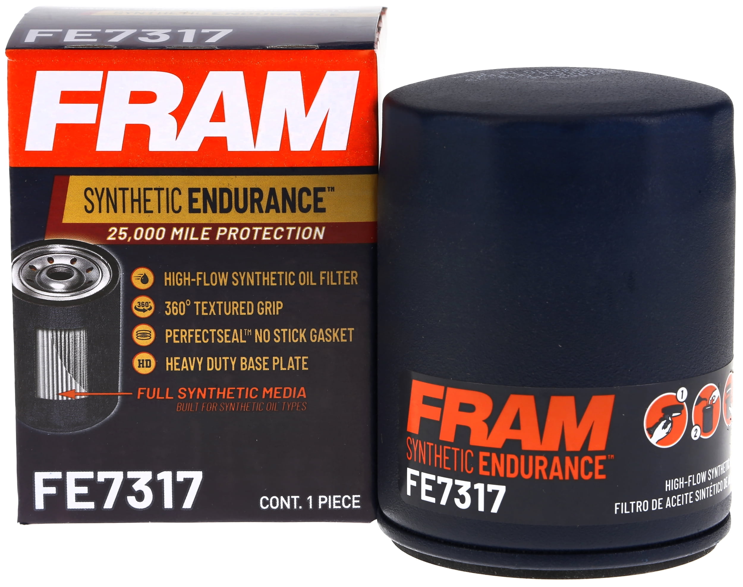 FRAM Synthetic Endurance FE7317, 25K mile Premium Spinon Oil Filter