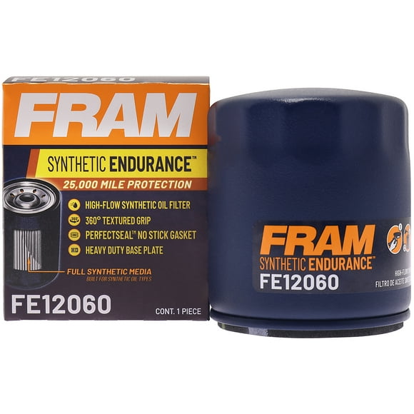 FRAM Synthetic Endurance Premium Oil Filter, FE12060, 25K Miles, Replacement Filter for Selected Vehicle