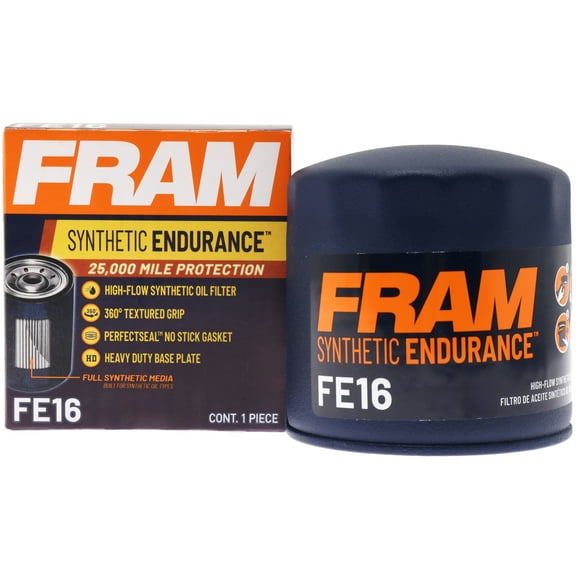 FRAM Synthetic Endurance Premium Oil Filter, FE16, 25K Miles, Replacement Filter for Select Vehicles