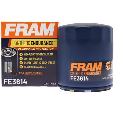 FRAM Synthetic Endurance Premium Oil Filter, FE3614, 25K Miles, Replacement Filter for Select Vehicles