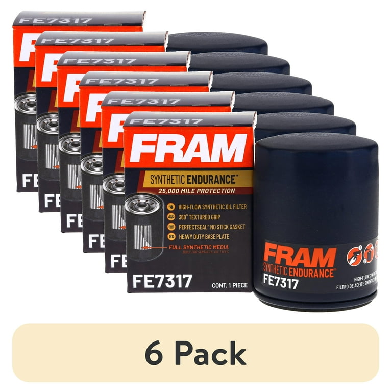 6 pack) FRAM Synthetic Endurance Premium Oil Filter, FE7317, 25K 