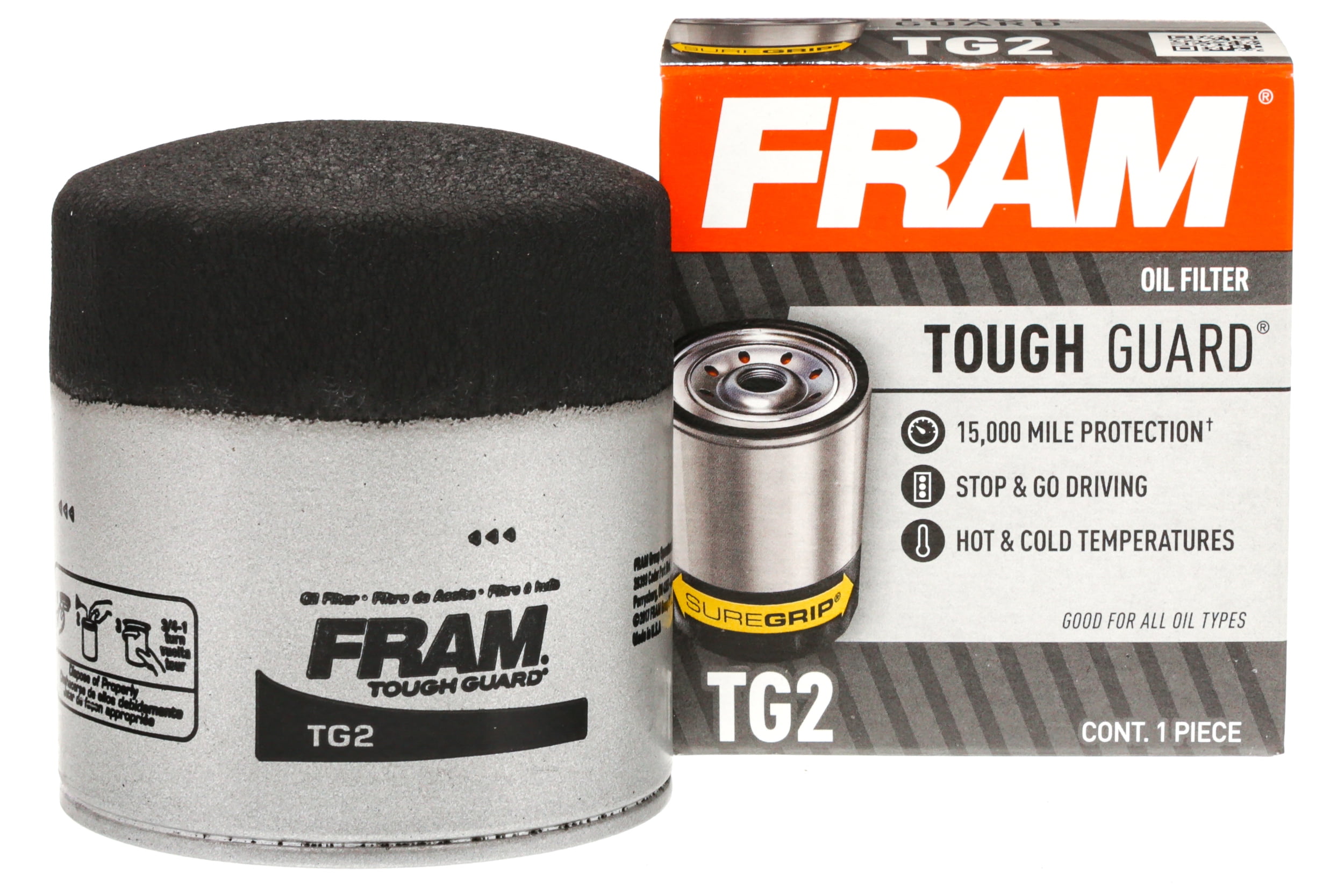 FRAM Tough Guard Oil Filter, TG2, 15,000 mile Replacement Oil Filter