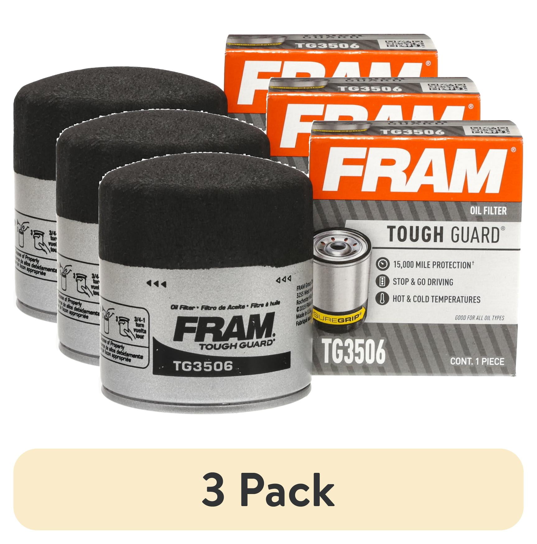 (3 pack) FRAM Tough Guard TG3506 Motor Oil Filter, 15K Mile Change