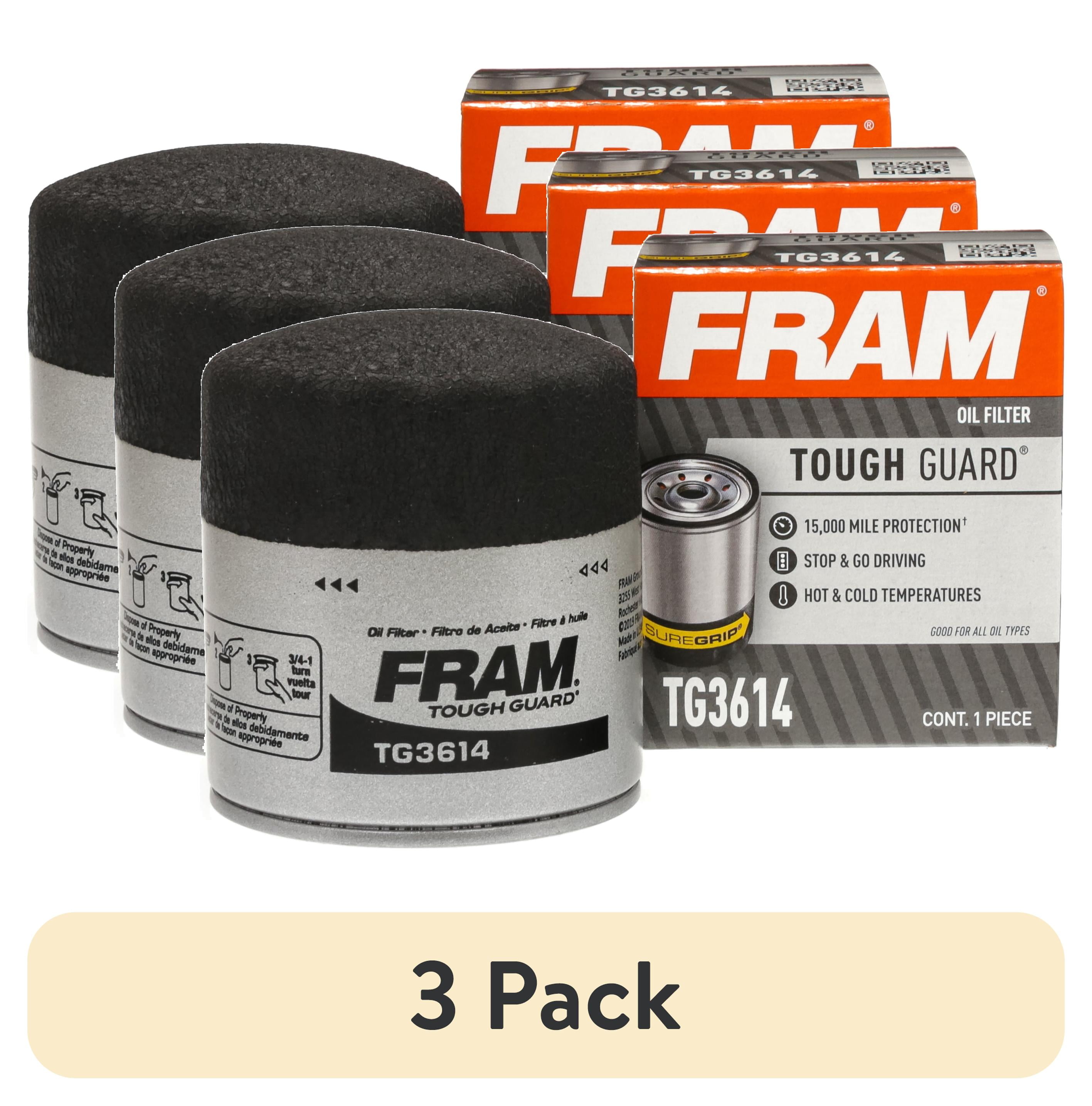(3 pack) FRAM Tough Guard Oil Filter, TG3614, 15K mile Replacement