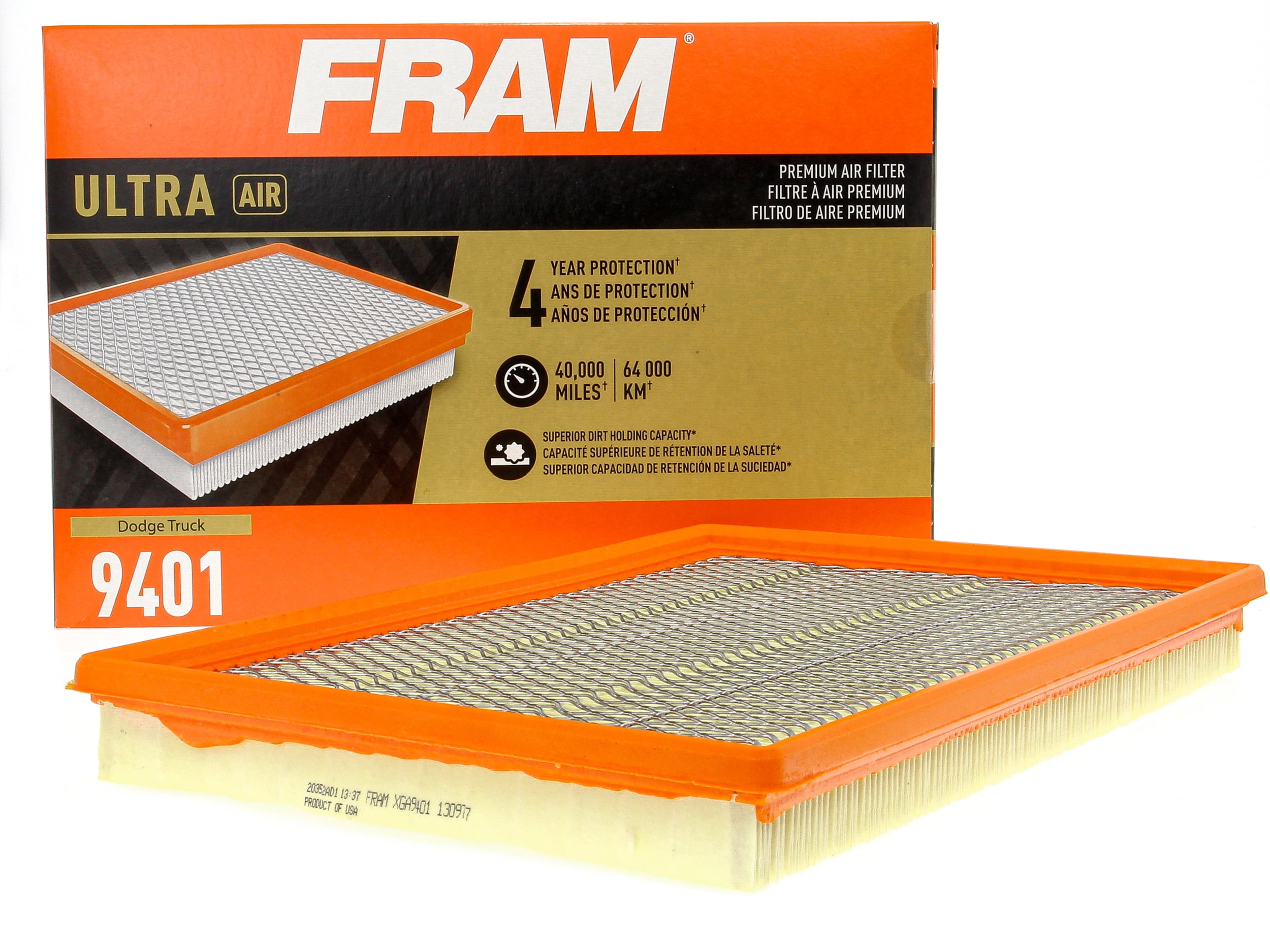 FRAM Ultra Air XGA9401 Premium Engine Air Filter Replacement Filter for Select Dodge Truck Vehicles Fits select 2013 2023 RAM 1500 2002 2012 DODGE