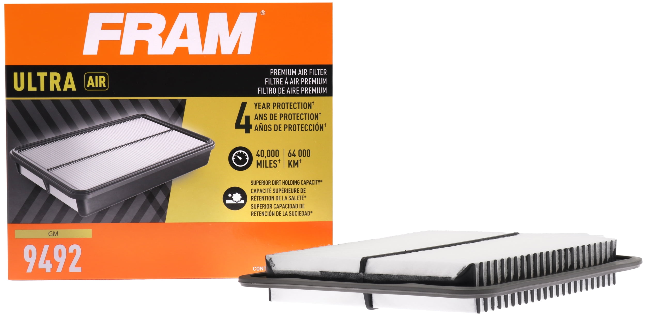 FRAM Ultra Premium 40,000 Mile Air Filter, 9492 for Select GM Vehicles