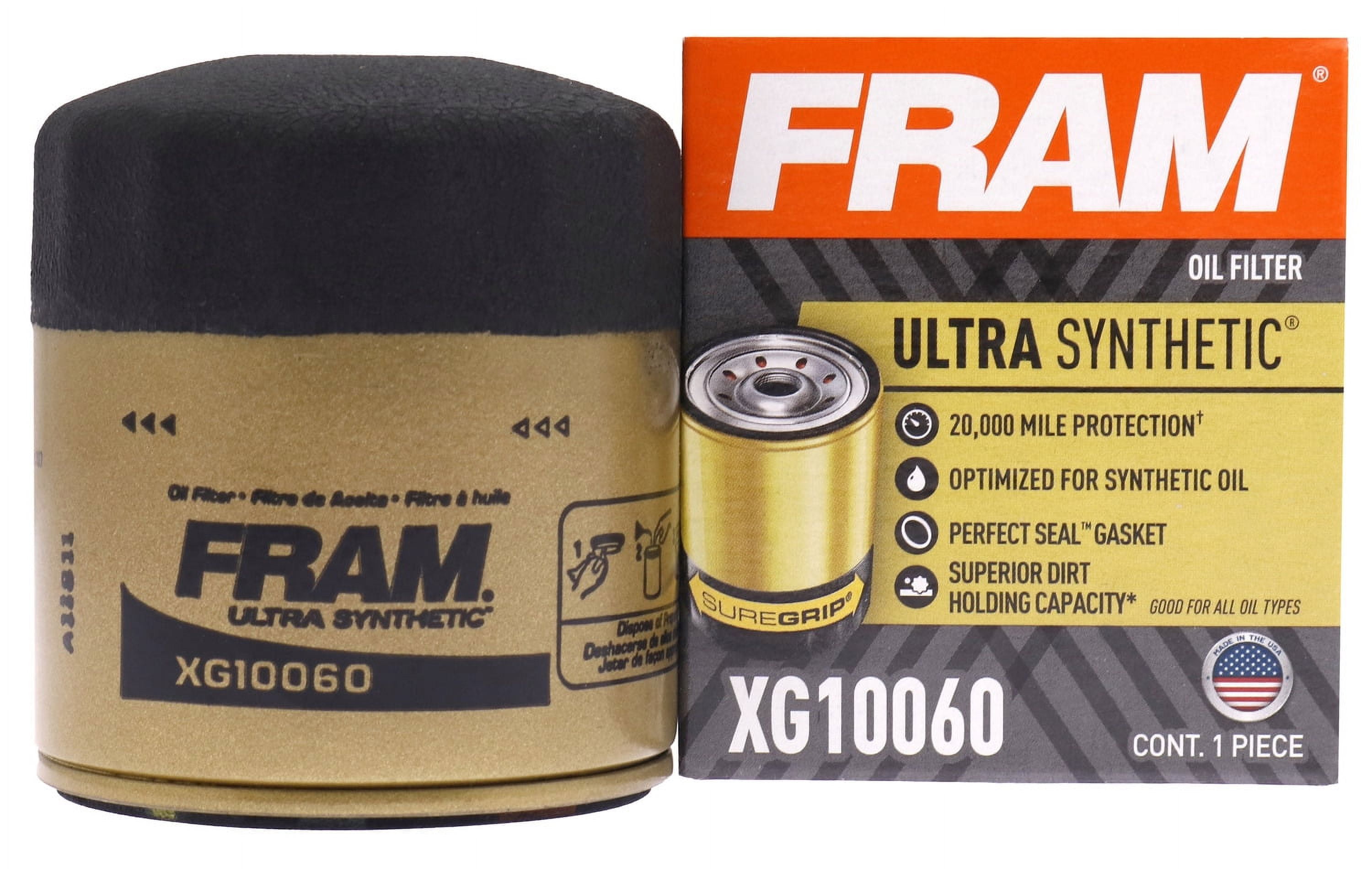 FRAM Ultra Synthetic Oil Filter, XG10060, 20K mile Replacement Engine Oil Filter