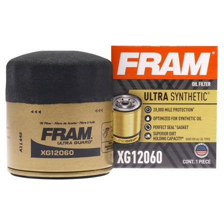 FRAM Ultra Synthetic Oil Filter, XG12060, 20K mile Replacement Filter for Select Vehicles