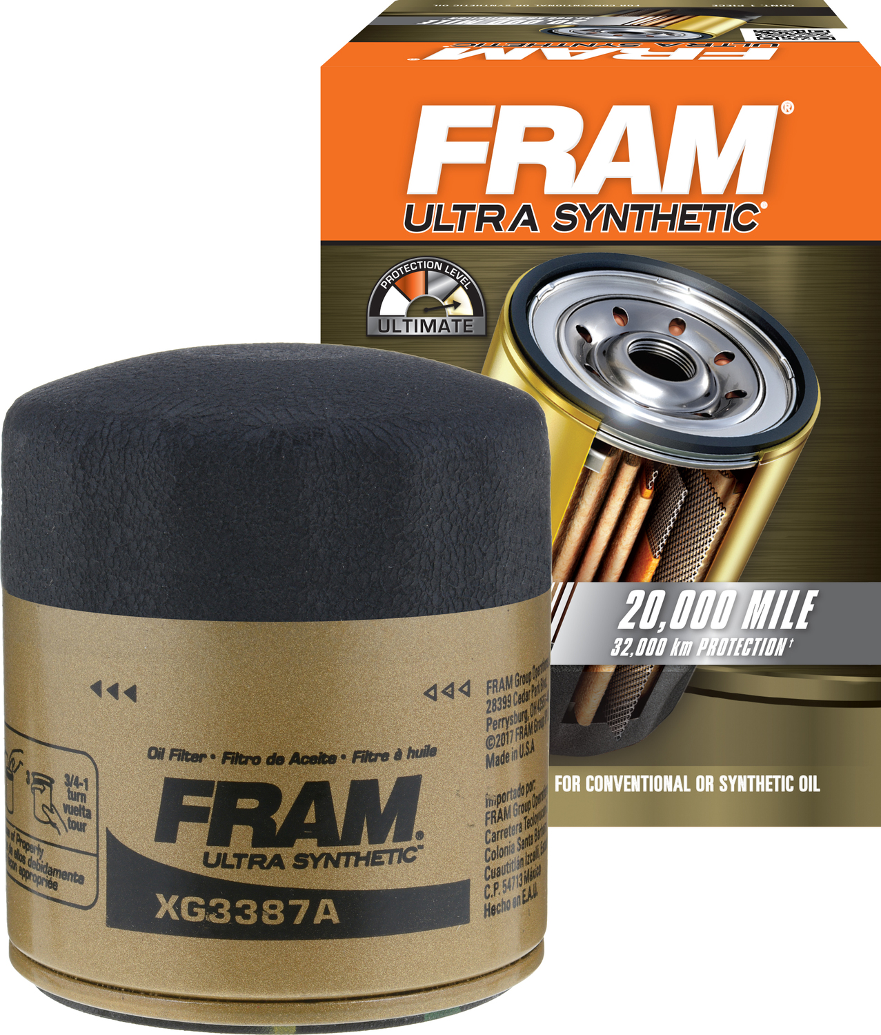 FRAM Ultra Synthetic Oil Filter, XG3387A Fits select 20052009