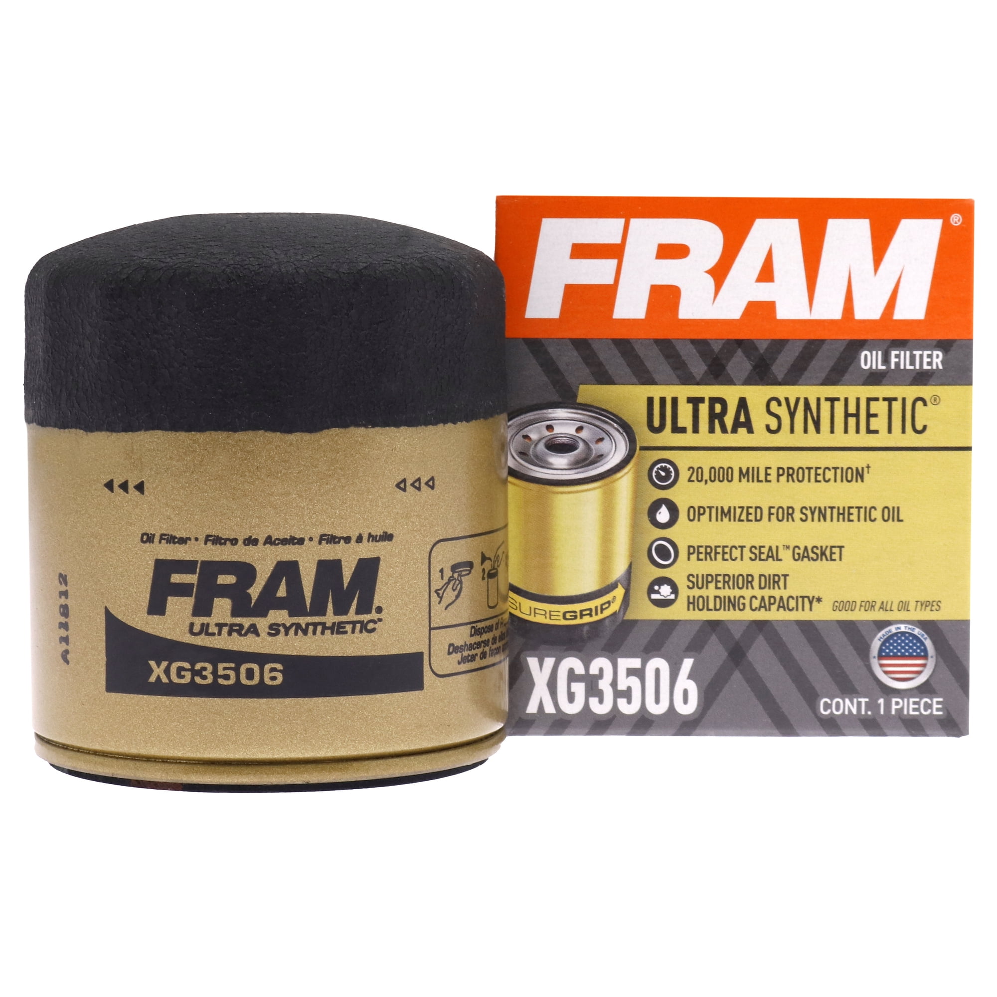 FRAM Ultra Synthetic Oil Filter, XG3506, 20K mile Replacement Filter for Select Vehicles
