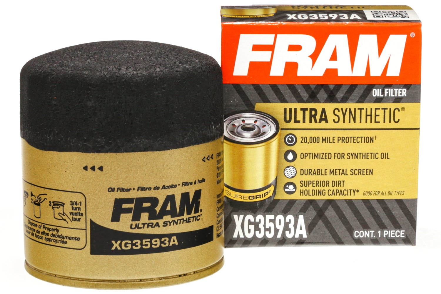 FRAM Ultra Synthetic Oil Filter, XG3593A Fits select: 1984-2002 HONDA ACCORD, 1988-2000 HONDA CIVIC