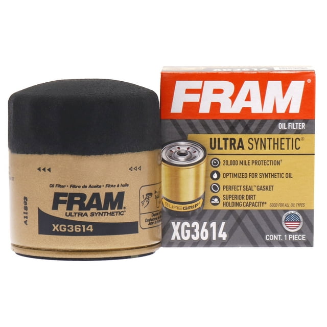FRAM Ultra Synthetic Oil Filter, XG3614, 20K mile Replacement Engine Oil Filter for Select Ford Vehicles