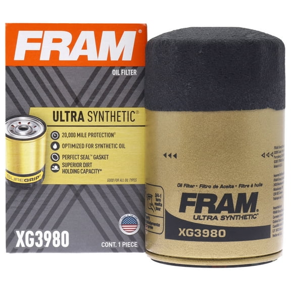 FRAM Ultra Synthetic Oil Filter, XG3980, 20K mile Replacement Filter for Select Vehicles