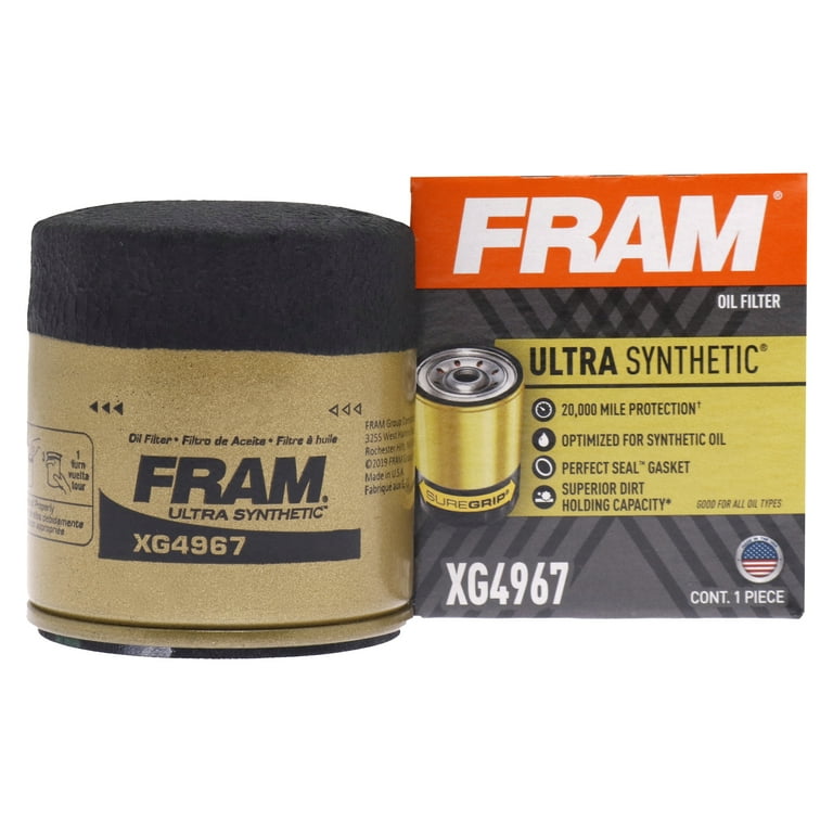 FRAM Ultra Synthetic Oil Filter, XG4967, 20K mile Replacement 