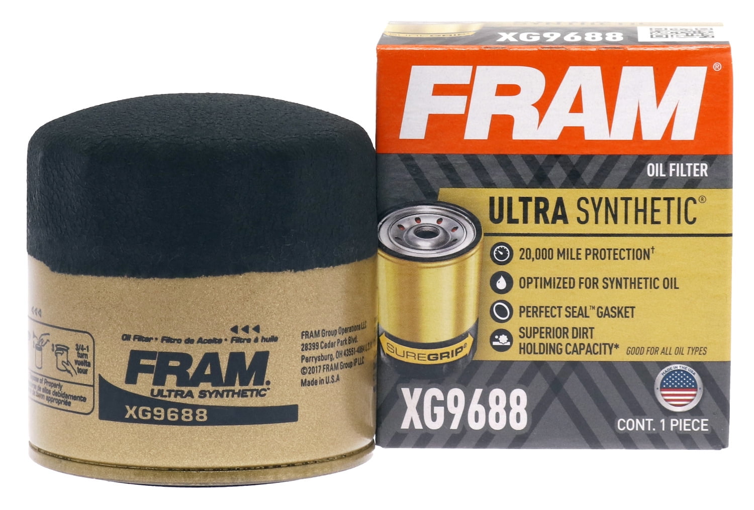 FRAM Ultra Synthetic Oil Filter, XG9688 Fits select 20122023 HYUNDAI ELANTRA, 19902019