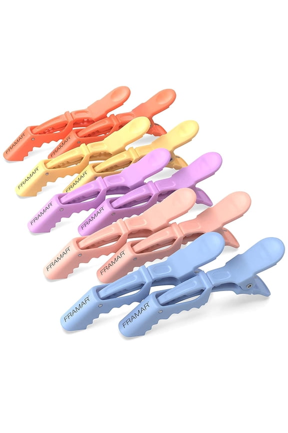 FRAMAR Pastel Alligator Hair Clips 10 Pack - Professional Styling Clips for Hair, Salon Quality Plastic Alligator Clips