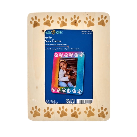 Hello Hobby Wood Pet Paw Frame, 6" x 8"