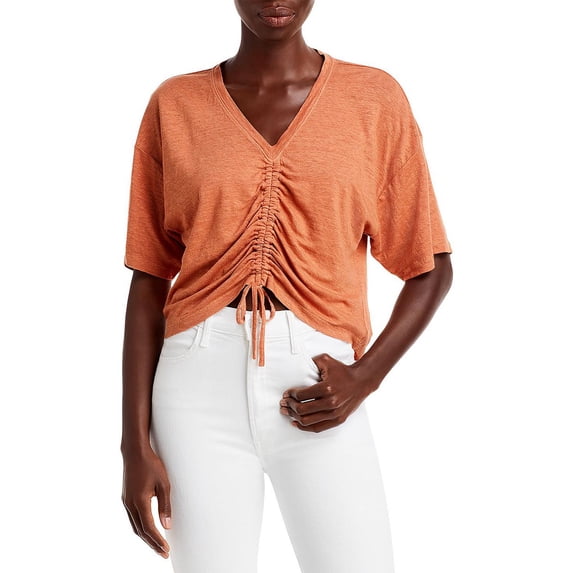 FRAME Womens Fringe V-Neck Pullover Top