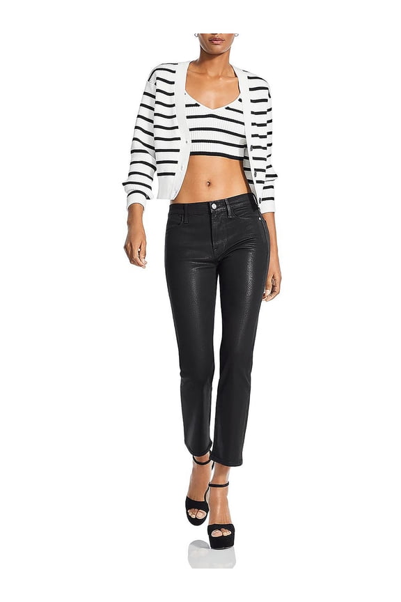 Womens High Rise Coated Straight Leg Jeans