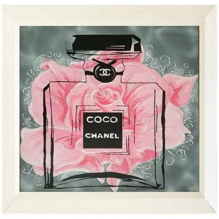 Buy Art for Less 'Pink Rose Floral Coco Chanel' Framed Painting Print, Gray