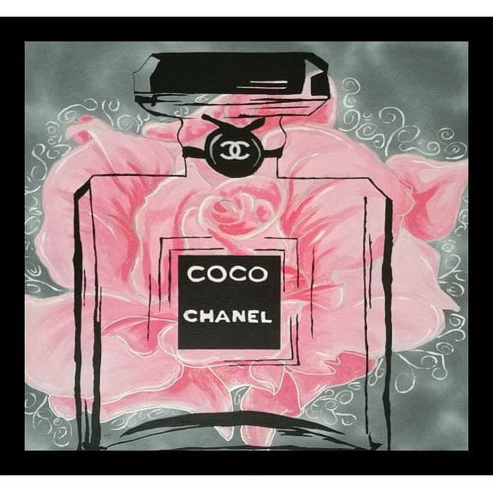FRAMED Pink Rose Floral Coco Chanel By PopArtQueen 18x18 Art Painting Print  WHITE Frame