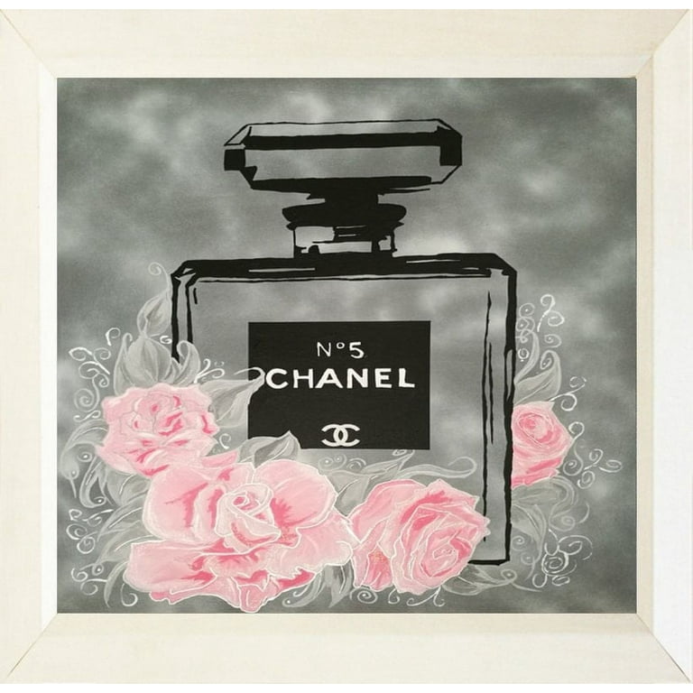 FRAMED Pink Roses Floral Chanel No. 5 By PopArtQueen 12x12 Art