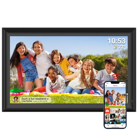 15.6" Frameo Digital Picture Frame WiFi, 1920x1080 IPS FHD Touch Screen Large Electronic Photo Frames, Send Photos from Your Phone from Anywhere, Best Gifts for Parents and Grandparents