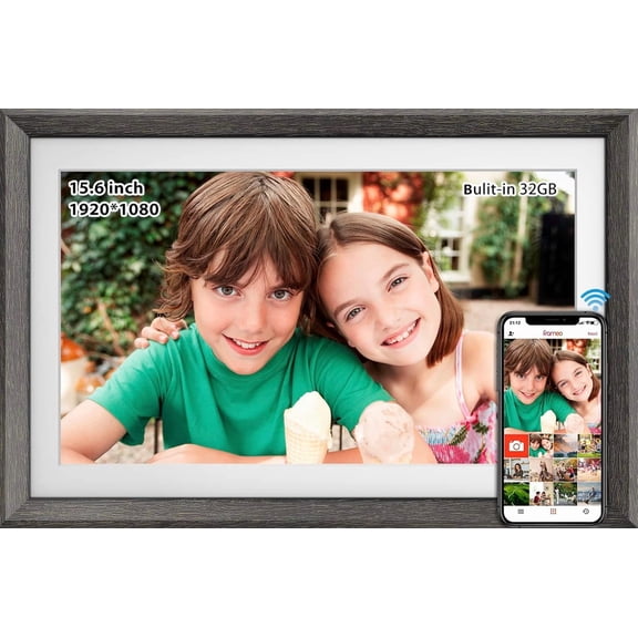 FRAMEO 15.6 Inch 32GB WiFi Large Digital Photo Frame 1920 * 1080 IPS FHD Touch Screen  Digital Picture Frame, Wall Mountable, -Rotate,Share Moments Instantly via Frameo App from Anywhere