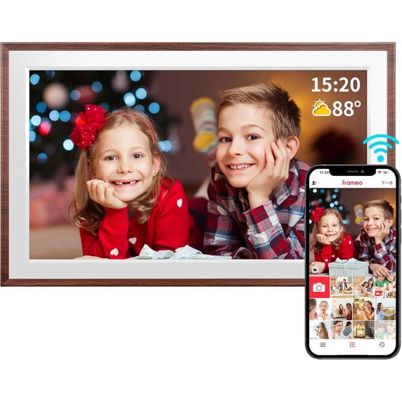 FRAMEO 15.6 Inch 32GB WiFi Large Digital Photo Frame 1920 * 1080 IPS FHD Touch Screen Smart Digital Picture Frame, Wall Mountable, Auto-Rotate,Share Instantly, Birthday Gifts for Women, Mom