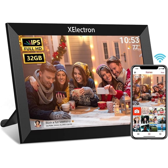 FRAMEO Digital Photo Frame, 10.1 Inch WiFi Digital Picture Frame with 1280x800 IPS HD Touch Screen, 32GB Storage Auto-Rotate Wall Mountable Easy Share Photos or Videos via Frameo App from Anywhere