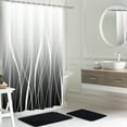 thumbnail image 1 of FRAMICS 15-Piece Ombre Black Shower Curtain Sets with Rugs, Waterproof Fabric Striped Gradient Bathroom Sets, 72" x 72", 1 of 10