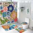thumbnail image 1 of FRAMICS Boho Floral Shower Curtain Sets with Rugs, 16 Pcs Colorful Flower Bathroom Sets, Waterproof Fabric Bathroom Curtain Decor with Hooks, 1 of 10