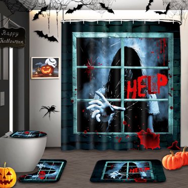 Ikfashoni Blacklight Halloween Shower Curtain with Hooks, Waterproof ...