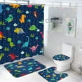 thumbnail image 1 of FRAMICS 16 Pc Kids Cartoon Dinosaur Shower Curtain and Rug Sets, Blue Cute Bathroom Sets, Waterproof Fabric Shower Curtain with 12 Hooks and Toilet Rugs, 1 of 10