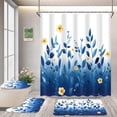 thumbnail image 1 of FRAMICS 16-Piece Ombre Floral Shower Curtain Sets with Rugs, Blue Eucalyptus Leaves Bathroom Sets, Waterproof Fabric Bathroom Curtain Decor with Hooks, 1 of 9