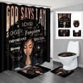 thumbnail image 1 of FRAMICS Black Girl Shower Curtain and Rug Sets, 16 Pc Inspirational Quote Bathroom Sets, Waterproof Shower Curtain with 12 Hooks and Toilet Rugs, 1 of 9