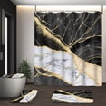 thumbnail image 1 of FRAMICS Black Gold Marble Shower Curtain Sets with Rugs, 16 Pc Modern Abstract Bathroom Sets, Waterproof Fabric Bathroom Curtain Decor with Hooks, 1 of 9