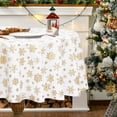 thumbnail image 1 of FRAMICS Christmas Table Cloth Round 60 Inch, Waterproof White Gold Snowflake Tablecloth, Washable Metallic Xmas Table Cover Spillproof Winter Table Cloths Cover for Holiday Christmas Decorations, 1 of 6