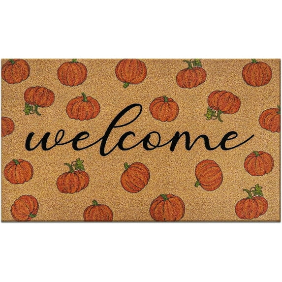 FRAMICS Fall Door Mat Outdoor, Welcome Coir Doormat Non Slip, Pumpkin Door Mat Outside Entrance, Thanksgiving Door Mat for Autumn, Fall Front Door Mat Indoor for Fall Thanksgiving Decor, 18" x 30"